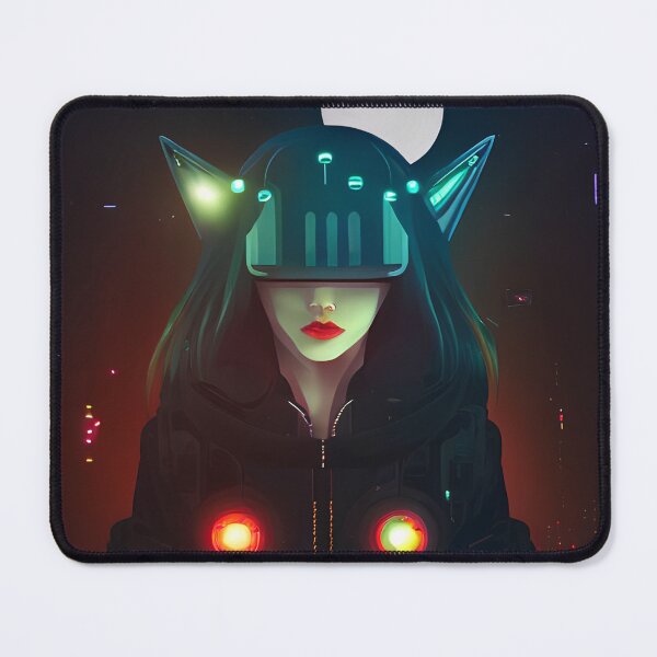 Item preview, Futuristic Feline - Cyber Cat Print designed and sold by shypixels.