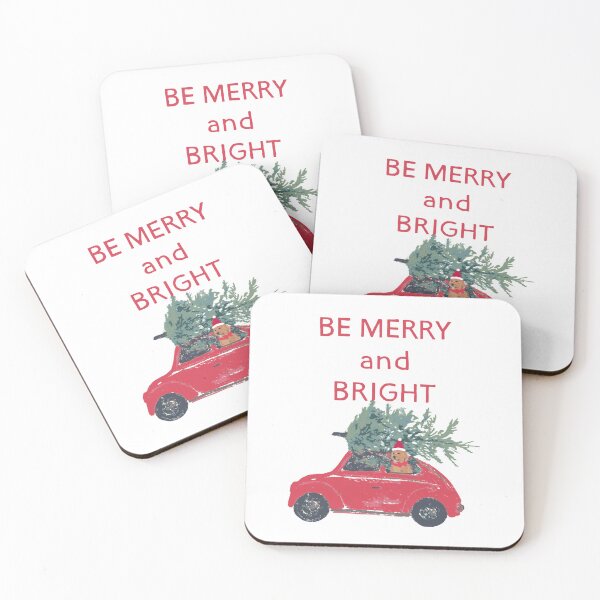 Item preview, Be Merry and Bright - Xmas watercolor illustration with golden retriever designed and sold by Katarina Roccella.