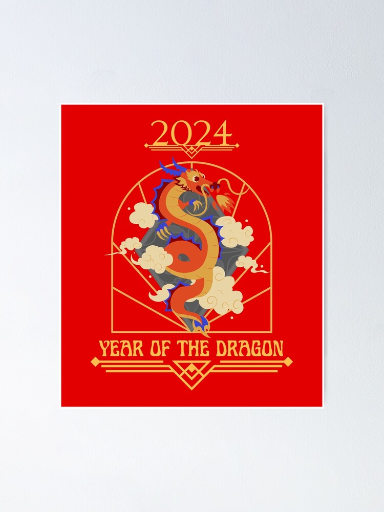 "Year Of The Dragon 2024 Chinese New Year Lunar Calendar Art Noveau