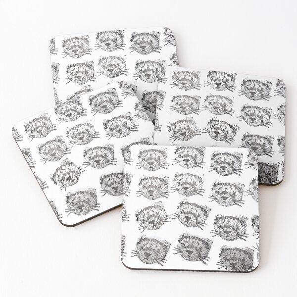 Item preview, Cute Black and White Ferret Linocut Print designed and sold by CurbCuts.