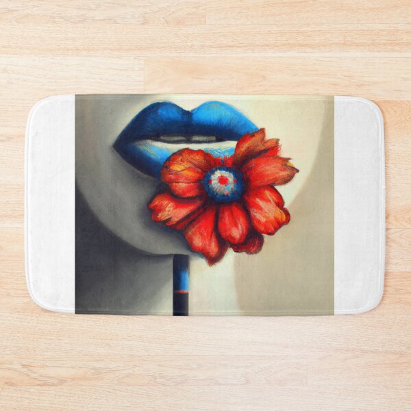 Item preview, Blue lip biting red flower designed and sold by Kilianhervas.