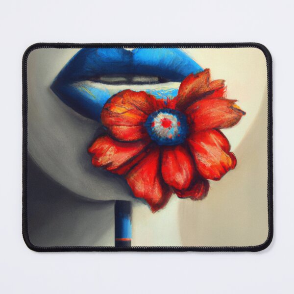 Item preview, Blue lip biting red flower designed and sold by Kilianhervas.