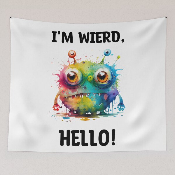 Item preview, I'm Wierd Hello Cute Monster Watercolor Bright Rainbow Colors designed and sold by CGSGraphics.