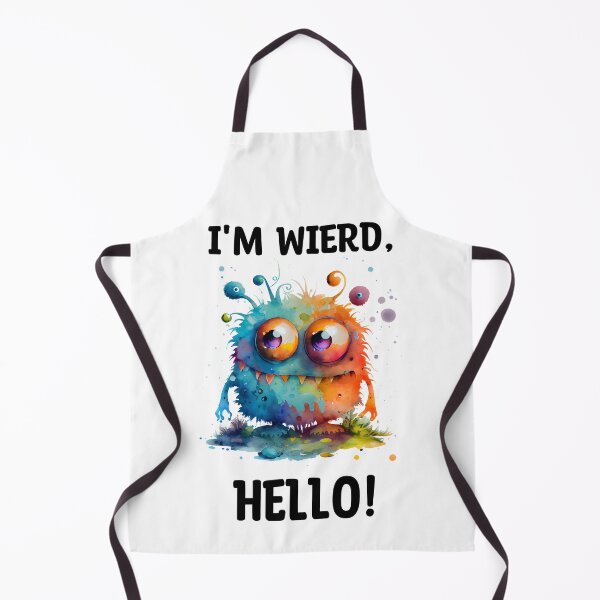 Item preview, I'm Wierd Hello Cute Monster Watercolor Bright Orange and Blue Colors designed and sold by CGSGraphics.