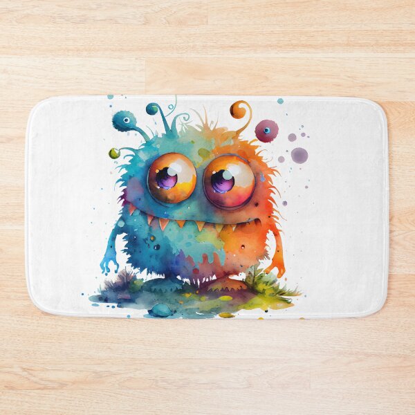 Item preview, I'm Wierd Hello Cute Monster Watercolor Bright Orange and Blue Colors designed and sold by CGSGraphics.