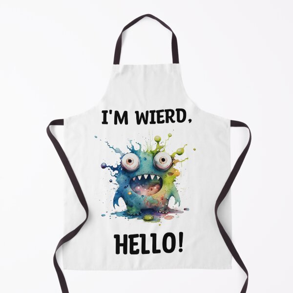 Item preview, I'm Wierd Hello Cute Crazy  Monster Watercolor Bright in Blue and Green Colors designed and sold by CGSGraphics.