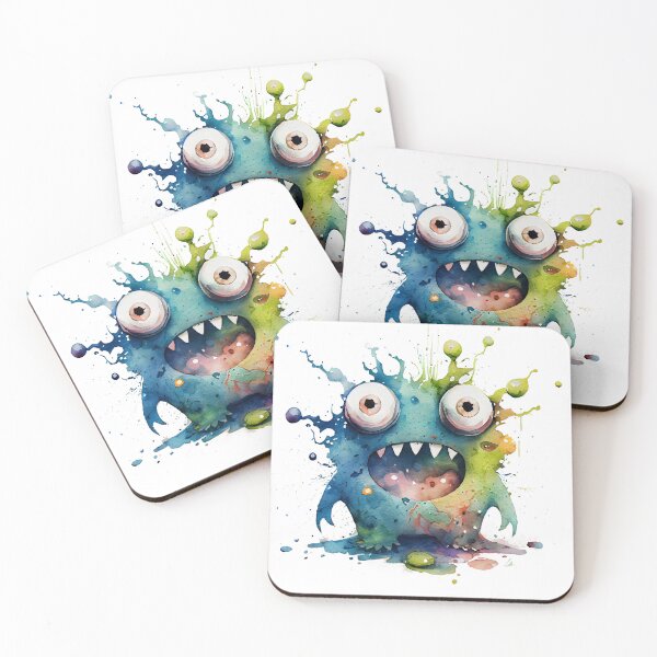 Item preview, I'm Wierd Hello Cute Crazy  Monster Watercolor Bright in Blue and Green Colors designed and sold by CGSGraphics.