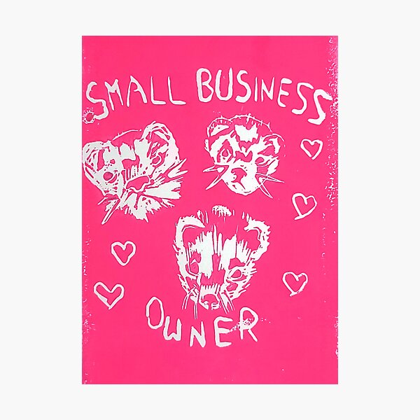 Item preview, Cute Pink Ferret Small Business Owner Pun Linocut designed and sold by CurbCuts.