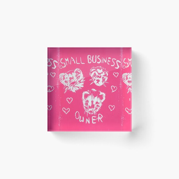 Item preview, Cute Pink Ferret Small Business Owner Pun Linocut designed and sold by CurbCuts.