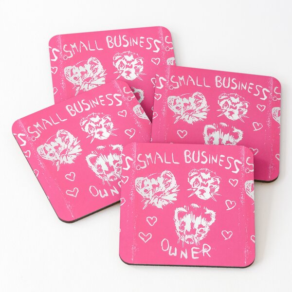 Item preview, Cute Pink Ferret Small Business Owner Pun Linocut designed and sold by CurbCuts.