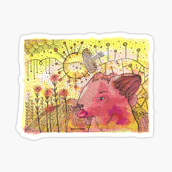 Aquarellgebirgssonnenuntergang, Zunge zeigen Sticker