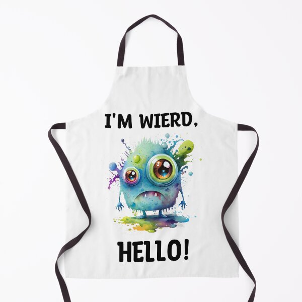 Item preview, I'm Wierd Hello Cute Sad Monster Watercolor Bright in Blue and Green Colors designed and sold by CGSGraphics.