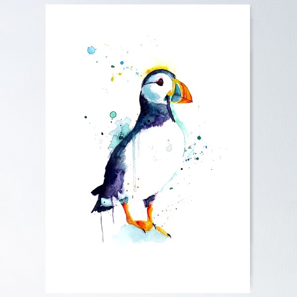 North Atlantic Puffin original watercolor 5x7, shore bird, shorebird, newest Puffin, bird art, shorebird art, wall art