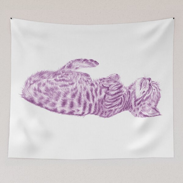 Item preview, Kitten sleeping on its back - purple colorized version designed and sold by SylvieG18.