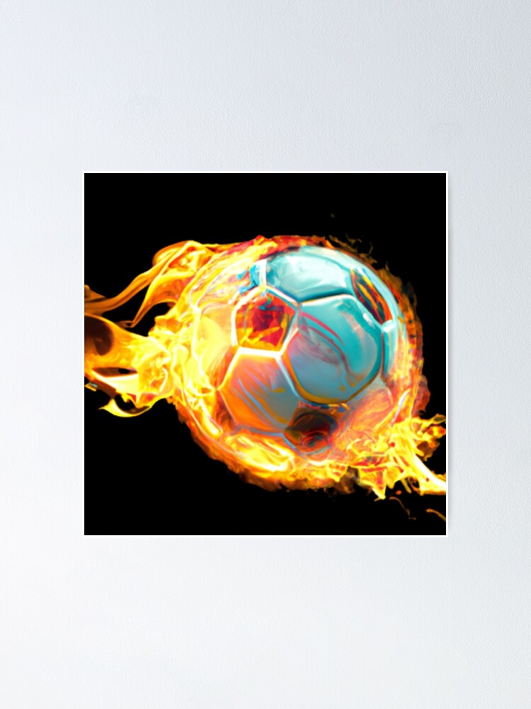 Poster Basketball ball in fire flames and splashing water 