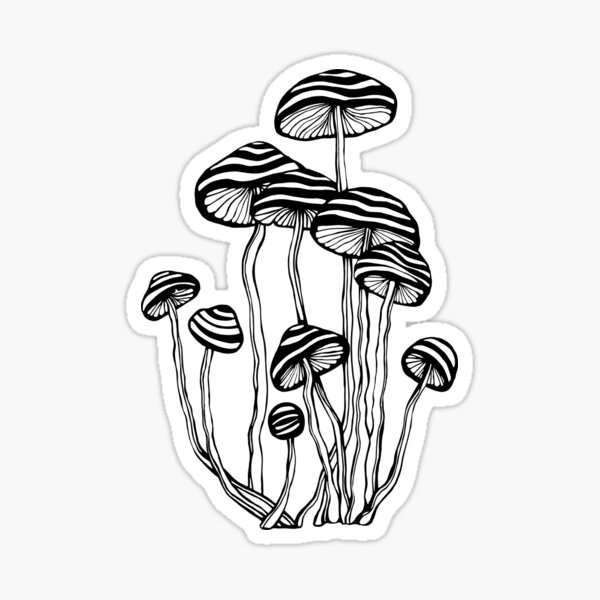 Magic Mushrooms Black and White Stickers Graphic by ArtFM · Creative Fabrica