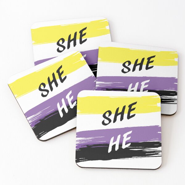 Item preview, She/He pronouns designed and sold by Wolfberry Studio.