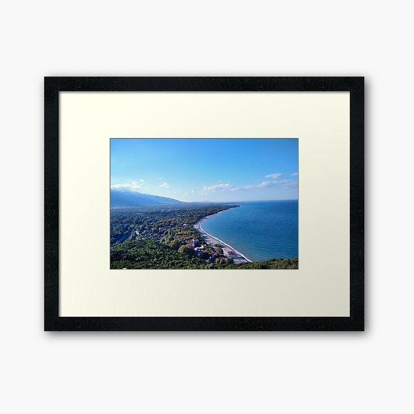 Grecee sea and mountains Framed Art Print