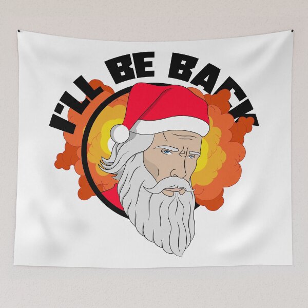 Item preview, I'll be back | cool action hero Santa Claus illustration designed and sold by ProdbyNiECO.