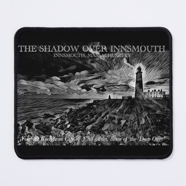 Item preview, The Shadow Over Innsmouth (Black & White) - Dagons Point - Visit the Cyclopean city of Y'ha-nthlei, home of the Deep Ones - spcreationsco22 designed and sold by SpCreationsCo22.