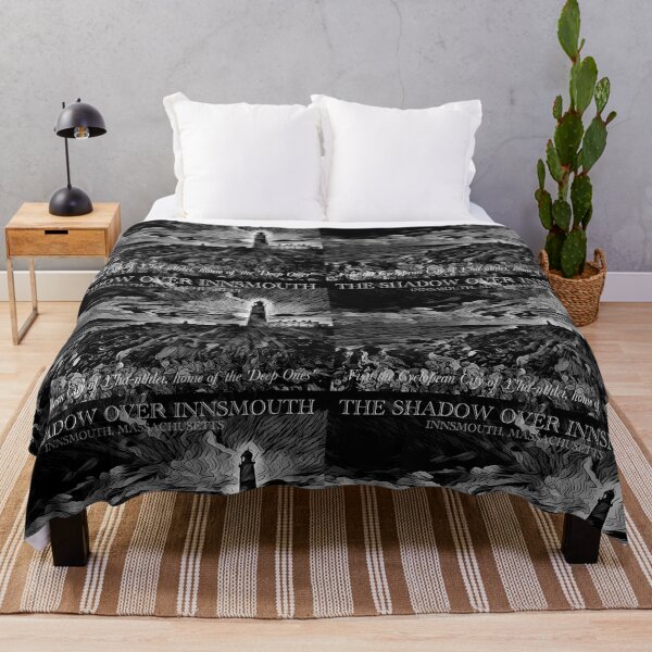 Item preview, The Shadow Over Innsmouth (Black & White) - Dagons Point - Visit the Cyclopean city of Y'ha-nthlei, home of the Deep Ones - spcreationsco22 designed and sold by SpCreationsCo22.