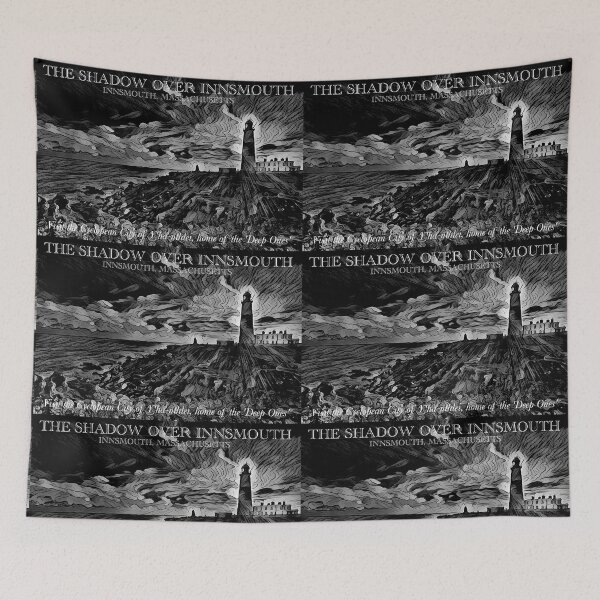 Item preview, The Shadow Over Innsmouth (Black & White) - Dagons Point - Visit the Cyclopean city of Y'ha-nthlei, home of the Deep Ones - spcreationsco22 designed and sold by SpCreationsCo22.