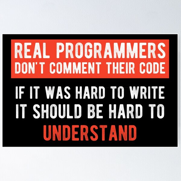 Artikel-Vorschau von Echte Programmierer kommentieren nicht - Lustige Programmierwitze - Dunkle Farbe, designt und verkauft von Programming Jokes.