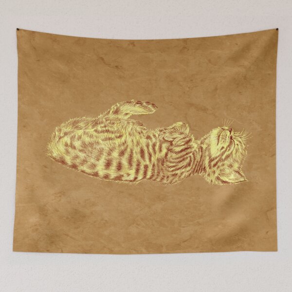 Item preview, Kitten sleeping on its back - brown marbled version designed and sold by SylvieG18.