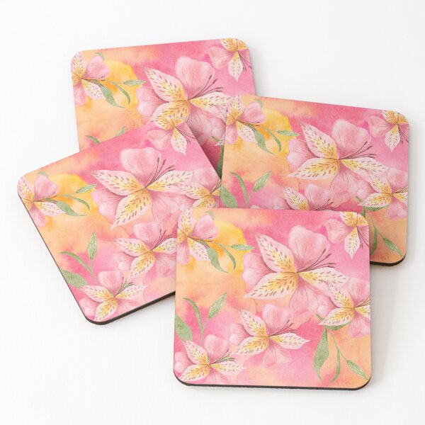 Item preview, Tropical Lily Flowers on Pink and Yellow background (4of4) designed and sold by DzineVine.