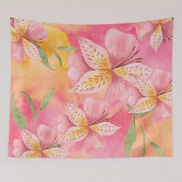 Item preview, Tropical Lily Flowers on Pink and Yellow background (4of4) designed and sold by DzineVine.