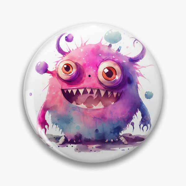 Item preview, I'm Wierd Hello Cute Happy Monster Watercolor Bright in Pink and Purple Colors designed and sold by CGSGraphics.