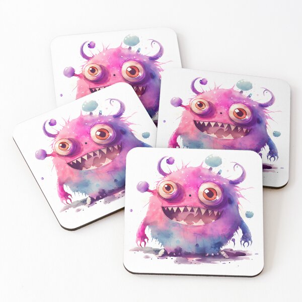Item preview, I'm Wierd Hello Cute Happy Monster Watercolor Bright in Pink and Purple Colors designed and sold by CGSGraphics.