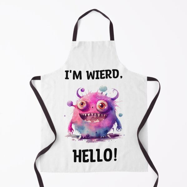 Item preview, I'm Wierd Hello Cute Happy Monster Watercolor Bright in Pink and Purple Colors designed and sold by CGSGraphics.