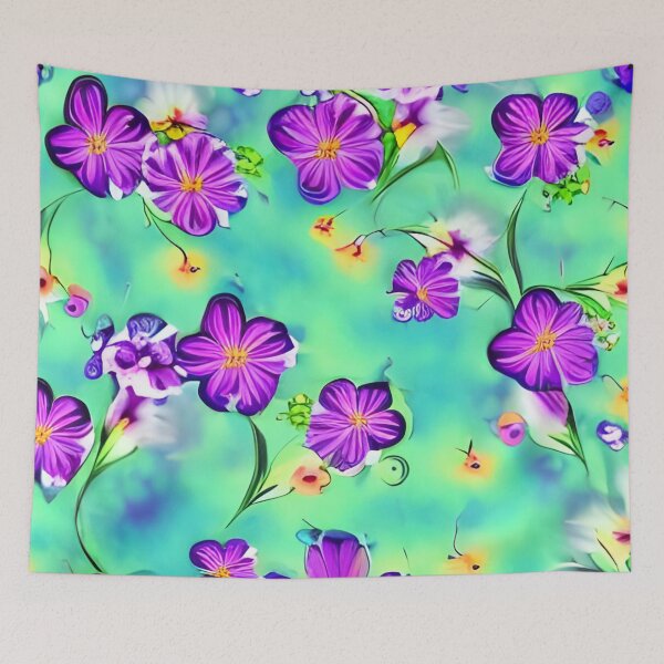 Item preview, Flower pattern wallpaper designed and sold by The Love Quill.