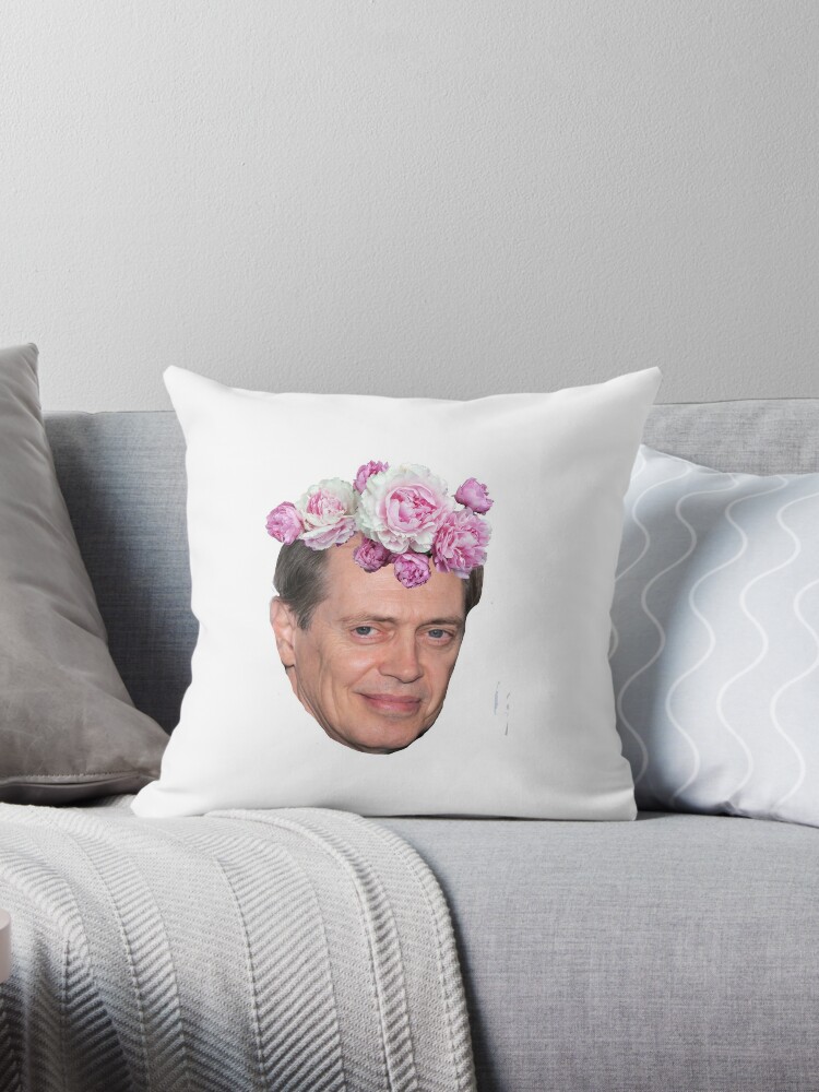 Steve Buscemi flower crown Throw Pillow