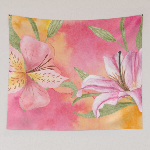 Item preview, Tropical Lilies on Pink and Yellow Background (3of4) designed and sold by DzineVine.