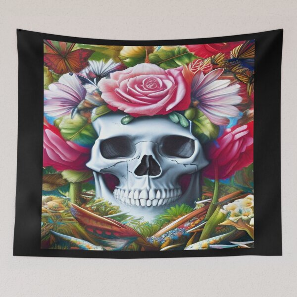 Item preview, Victorian Ghotic Floral Skull, Tattoo Art designed and sold by ValleyDream.