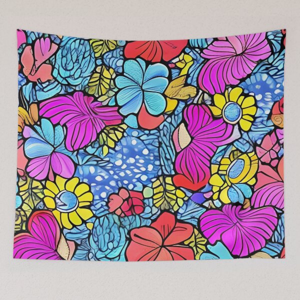 Item preview, Flower pattern wallpaper designed and sold by The Love Quill.