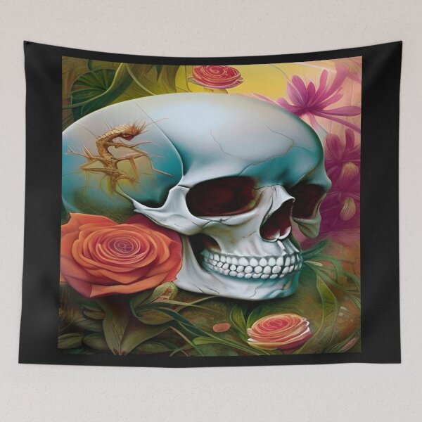 Item preview, Victorian Ghotic Floral Skull, Tattoo Art designed and sold by ValleyDream.