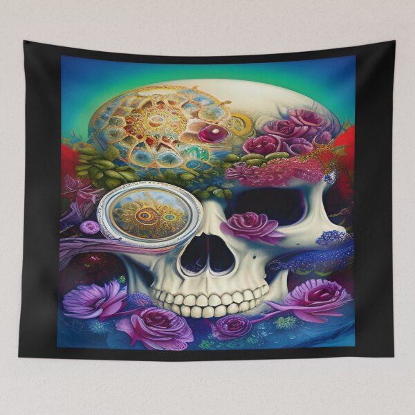 Item preview, Victorian Ghotic Floral Skull, Tattoo Art designed and sold by ValleyDream.