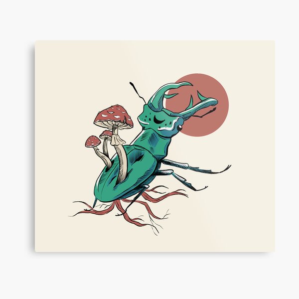 Beetle with red moon Metal Print