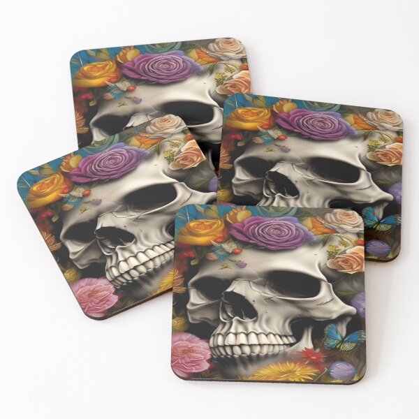 Item preview, Victorian Ghotic Floral Skull, Tattoo Art designed and sold by ValleyDream.