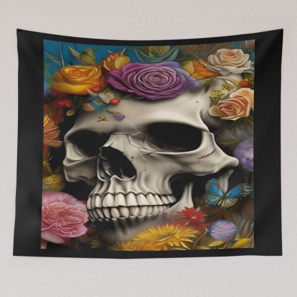 Item preview, Victorian Ghotic Floral Skull, Tattoo Art designed and sold by ValleyDream.