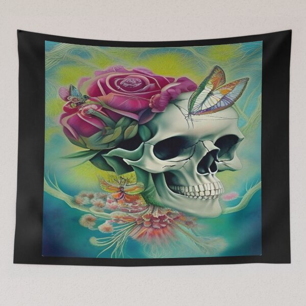Item preview, Victorian Ghotic Floral Skull, Tattoo Art designed and sold by ValleyDream.