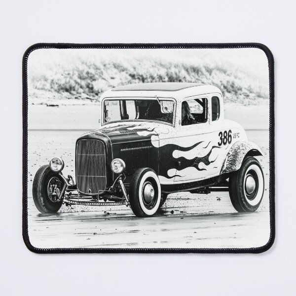 Item preview, Copy of Black and White Vintage Hot Rod Association at Pendine Sands Beach Race. Car 386 in 2017 designed and sold by stevehuggett.