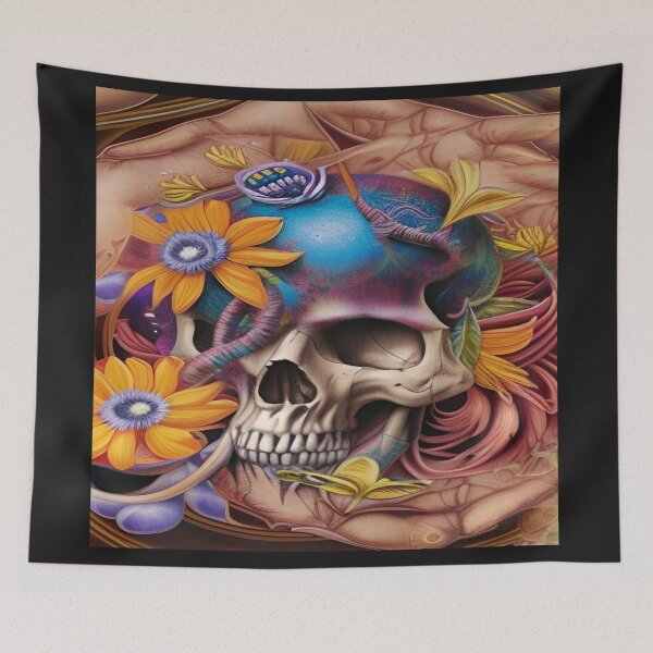 Item preview, Victorian Ghotic Floral Skull, Tattoo Art designed and sold by ValleyDream.
