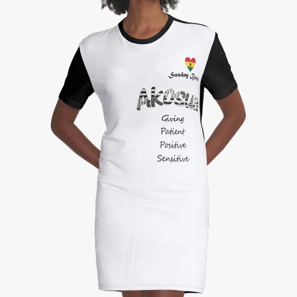 Vista previa del artículo con la obra «Domingo nacido nombre femenino de Ghana 'Akosua' en blanco y negro», diseñado y vendido por WhoWeAre.