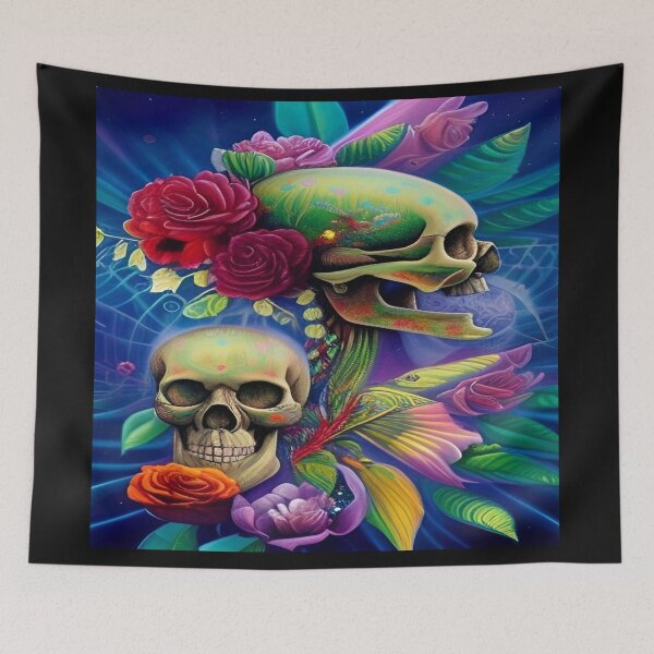 Item preview, Victorian Ghotic Floral Skull, Tattoo Art designed and sold by ValleyDream.
