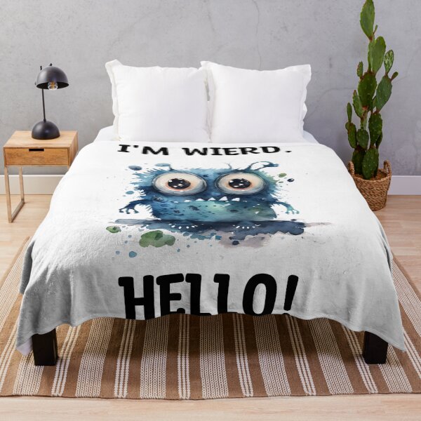 Item preview, I'm Wierd Hello Cute Sad Monster Watercolor Bright in Blues Colors designed and sold by CGSGraphics.