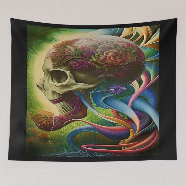 Item preview, Victorian Ghotic Floral Skull, Tattoo Art designed and sold by ValleyDream.
